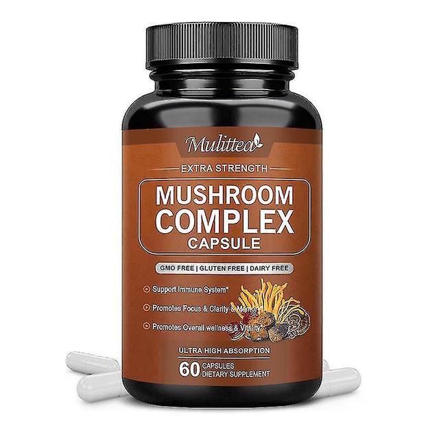 Guoguo 10 Mushroom Complex Supplement For Nootropic Brain Memory & Focus Immune Booster Natural Energy & Stress Relief 60 90p 60capsules on Productcaster.