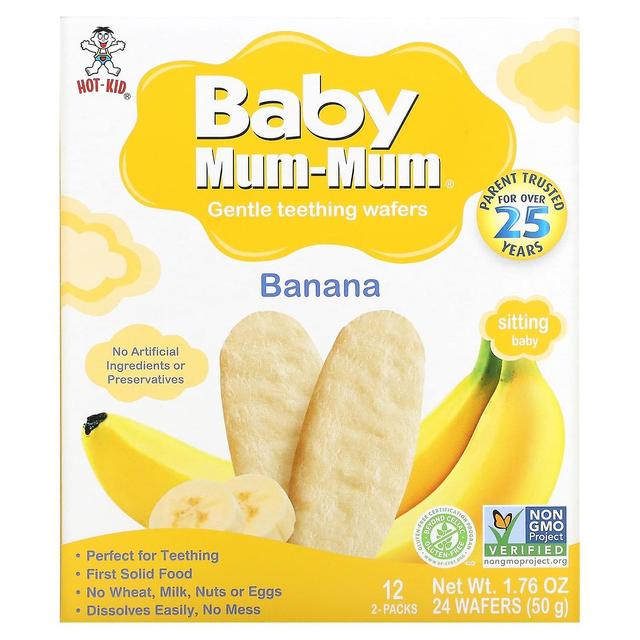 Hot Kid, Baby Mum-Mum, Gentle Teething Wafers, Banana, 12 confezioni, 2 wafer ciascuno on Productcaster.