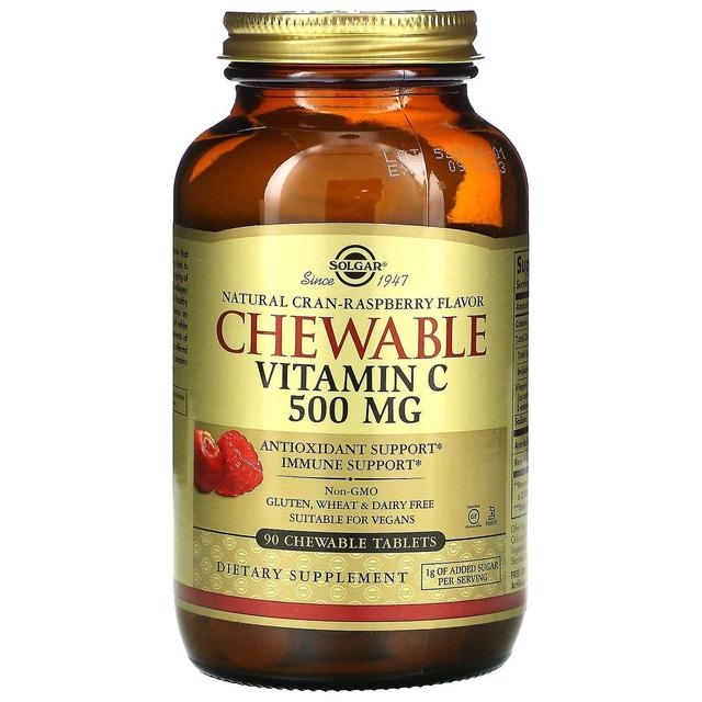 Solgar, Vitamina C mastigável, Cran-framboesa natural, 500 mg, 90 comprimidos mastigáveis on Productcaster.