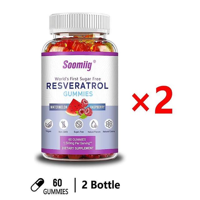 Visgaler Resveratrol Gummies - 1500 Mg, Supports Digestive & Immune Health - Antioxidant Support Antiaging Heart & Brain Health 2 bottle on Productcaster.