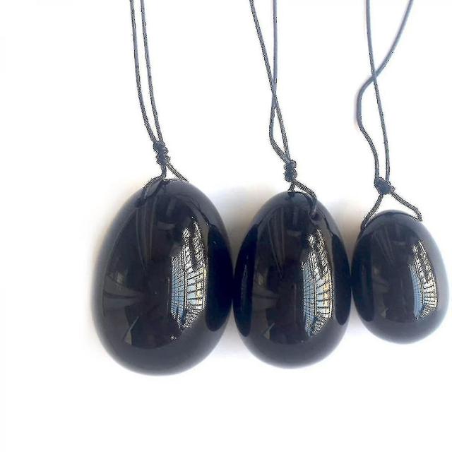 Schwarze Obsidian-Yoni-Eier 3er-Set, Massagesteine für Frauen zur Stärkung der Beckenbodenmuskulatur mit V on Productcaster.