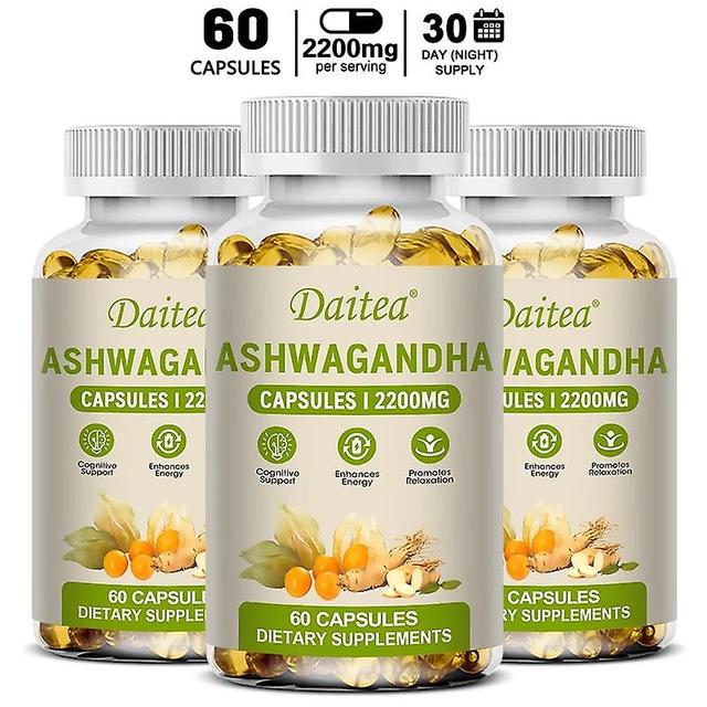 Sofirn Daitea Ashwagandha Extract Capsules for Stress, Energy and Endurance, Immune System Support - 2200 mg Dietary Supplement 60 count-3 bottle on Productcaster.