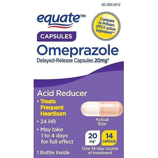 Equate omeprazol 14-dniowy kurs kapsułki reduktora kwasu o opóźnionym uwalnianiu, 20 mg on Productcaster.