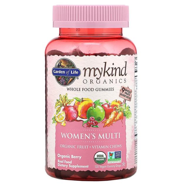 Garden of Life Livets have, MyKind Økologi, Multi til kvinder, Økologisk bær, 120 veganske gummidråber on Productcaster.