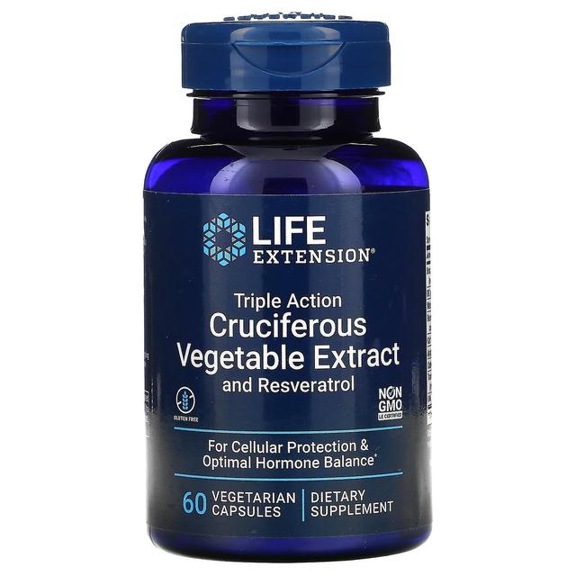 Life Extension, Triple Action Cruciferous Vegetable Extract with Resveratrol, 60 Vegetarian Capsules on Productcaster.