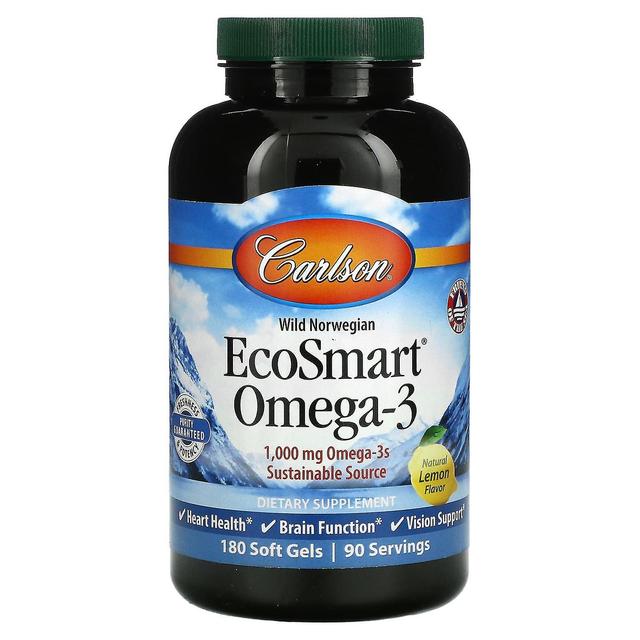 Carlson, EcoSmart Omega-3, Limão Natural, 500 mg, 180 géis moles on Productcaster.