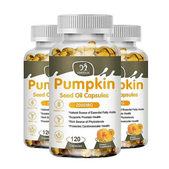 Sofirn Pumpkin Seed Oil Capsules Essential Fatty Acids Supports Prostate Urinary Tract Promotes Cardiovascular Health 3 Bottles 120PCS on Productcaster.