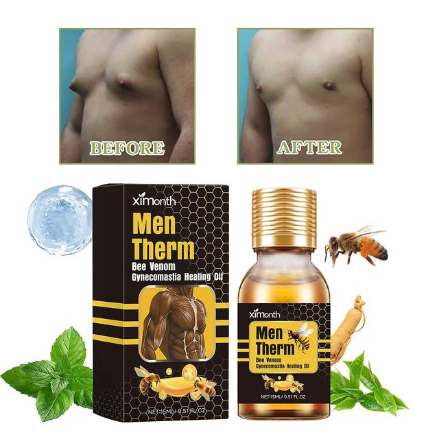 Men Therm Bee Venom Gynecomastia Heating Oil, Men Therm Bee Venom Oil, Bee Venom Gel, Can Help Strengthen The Chest Muscles 15ML-2PCS on Productcaster.