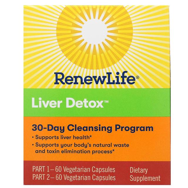 Renew Life, Liver Detox, 30-Day Cleansing Program, 2 Bottles, 60 Vegetarian Capsules Each on Productcaster.