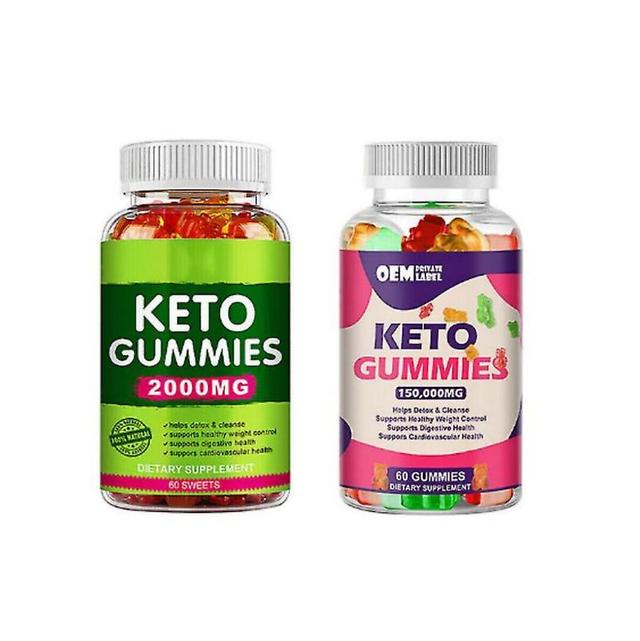 Set Of 2 Bottles X 60pcs Detox Keto Gummies Vegan Organic Apple Keto Bhb Apple Cider Vinegar Candy Vitam on Productcaster.