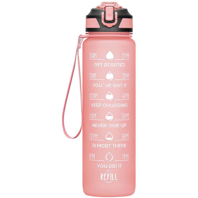 32/24 Oz Water Bottles With Straw & Time Marker, Bpa Free Tritan, Leakproof Water Jug For Fitness Pink on Productcaster.