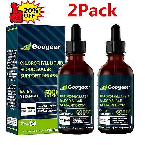 2pcs Googeer Chlorophyll Liquid Natural Detox And Blood Sugar Support Drops 59ml on Productcaster.