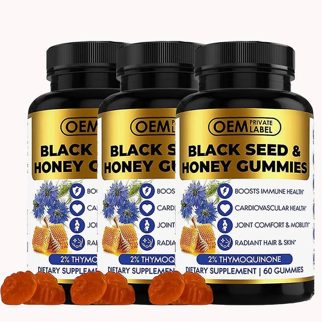 Black Seed Oil And Raw Honey Gummies Boost Immunity And Glowing Hair And Skin Dietary Supplement 3PCS on Productcaster.