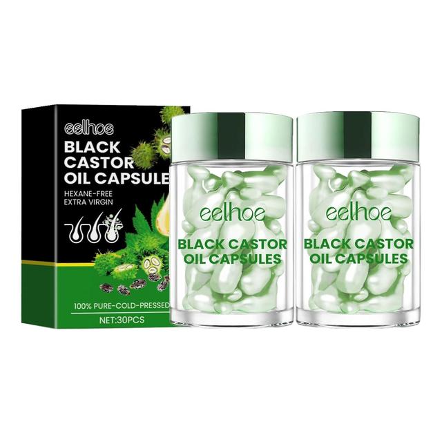 Denstyle Black Castor Oil Capsules For Hair Growth Nourishes And Hydrates Hair, Black Castor Oil Capsule, Body Massage Castor Essence Capsule 2pcs on Productcaster.