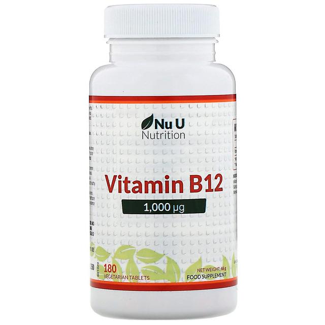 Nu U Nutrition, Vitamin B12, 1,000 μg, 180 Vegetarian Tablets on Productcaster.