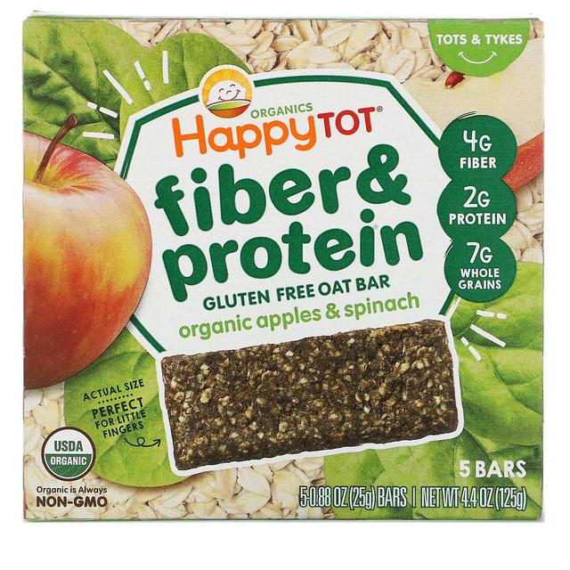 Happy Family Organics, Happytot, Barretta d'avena senza glutine di fibre e proteine, Mele e spinaci biologici, 5 Ba on Productcaster.