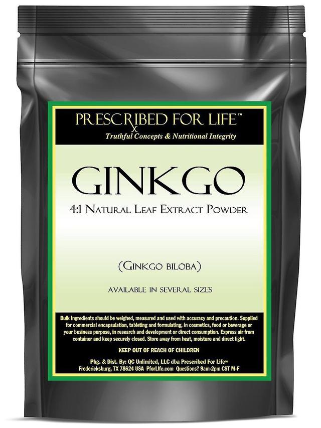 Prescribed For Life Ginkgo-4:1 extrato de pó fino folha natural (Ginkgo biloba) 1 kg (2.2 lb) on Productcaster.