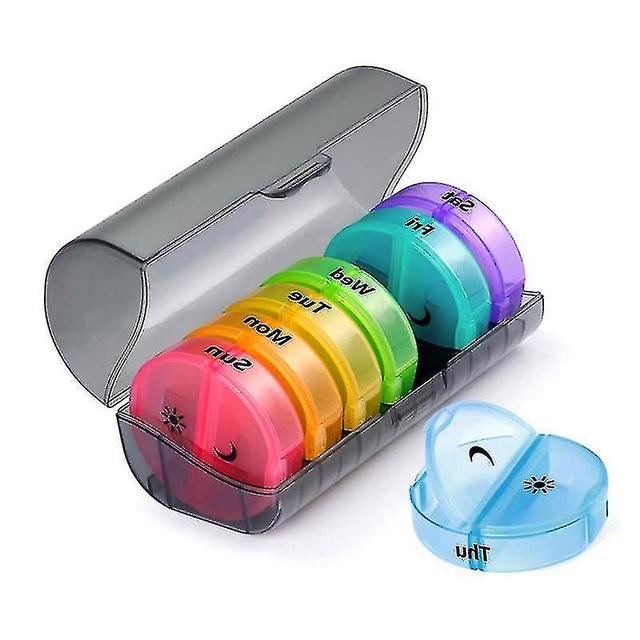 Pill Organizer, Große Kapazität 7 Tage Pillenbox für Pillen / Vitamine / Fischöl / Ergänzungen Grey on Productcaster.