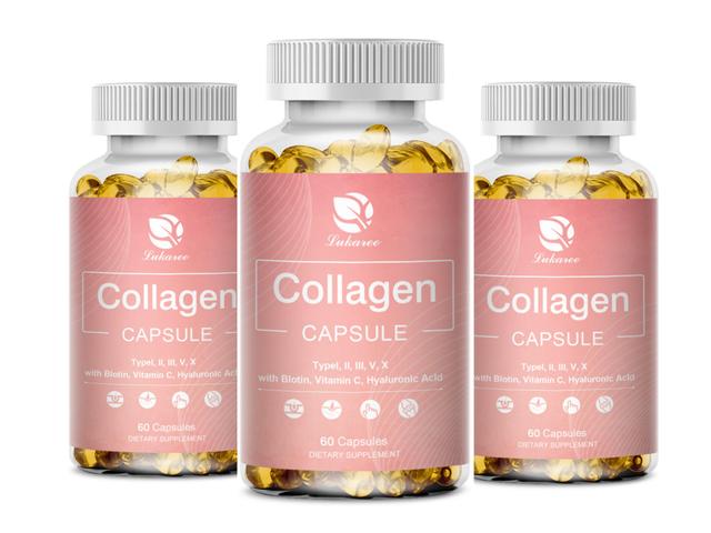 Huamade Organic Collagen Capsules Whitening Skin Care Moisturizing Anti-wrinkle Anti-aging Health Food Vitamin C Supplements 3Bottle x60pcs on Productcaster.