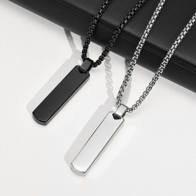 2ST Collier Barre pour Homme Argent/Noir Bar Pendentif Acier Inoxydable avec Chane Serpent Longueur 60CM pour Homme Femme Unisexe Bijoux Cadeau on Productcaster.