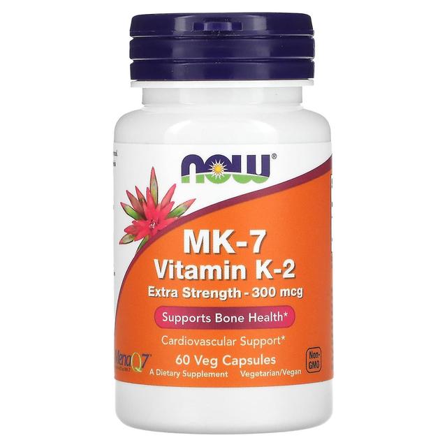 NOW Foods, MK-7 Vitamin K-2, Extra Strength, 300 mcg, 60 Veg Capsules on Productcaster.