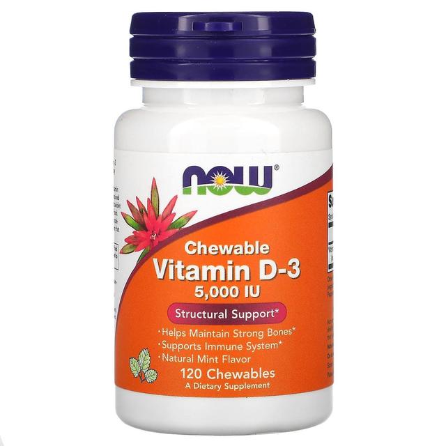 NOW Foods, Kaubares Vitamin D-3, Natürliche Minze, 5.000 IE, 120 Kautabletten on Productcaster.