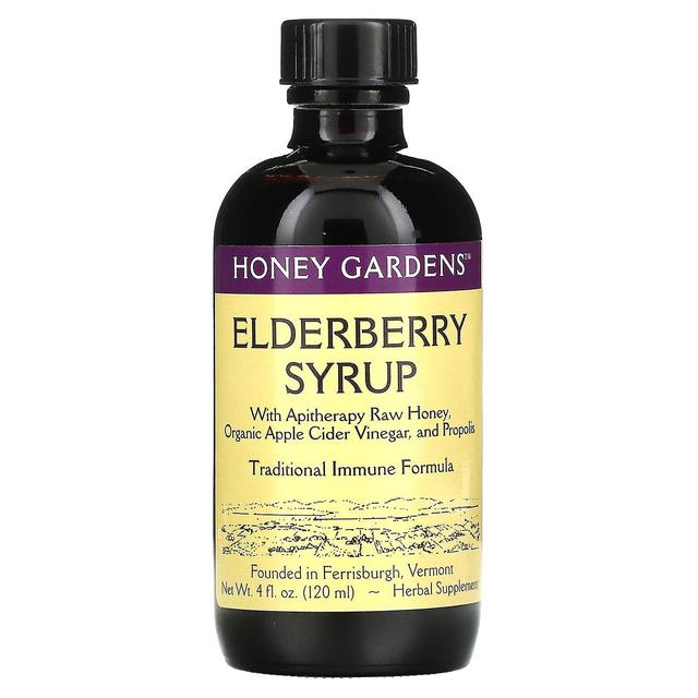 Honey Gardens, Elderberry Syrup with Apitherapy Raw Honey, Organic Apple Cider Vinegar, and Propolis on Productcaster.