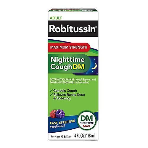 Robitussin Adult Nighttime Cough DM Liquid Maximum Strength, 4 Oz (Pack of 1) on Productcaster.