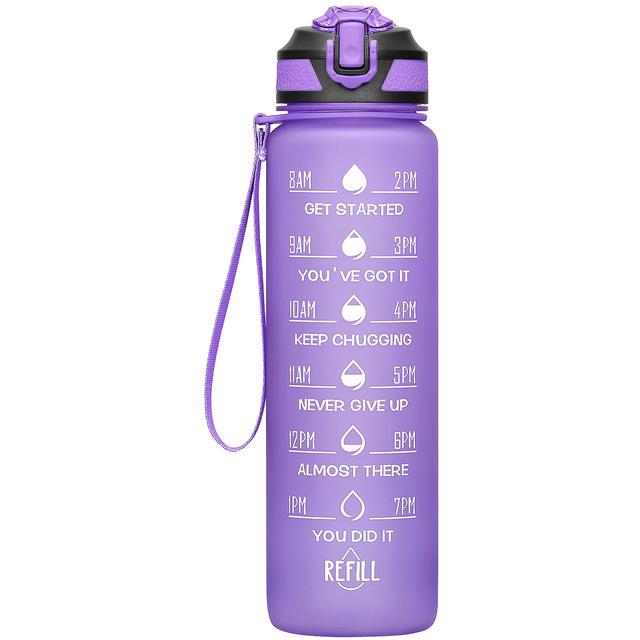 32/24 Oz Water Bottles With Straw & Time Marker, Bpa Free Tritan, Leakproof Water Jug For Fitness Purple on Productcaster.