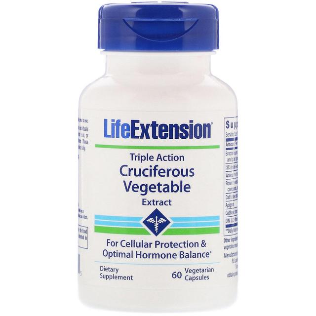 Life Extension, Triple Action Cruciferous Vegetable Extract, 60 Vegetarian Capsu on Productcaster.