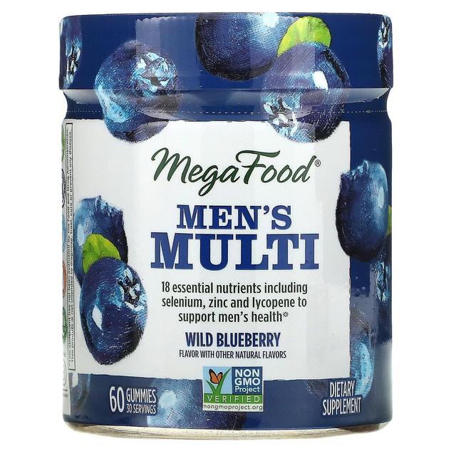 MegaFood, Men's Multi, Wild Blueberry, 60 Gummies on Productcaster.