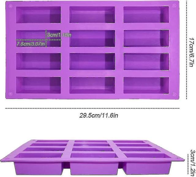 12 Cavity Medium Narrow Silicone Rectangle Molds, Protein Bars Mold Energy Bars Maker For Caramel Br on Productcaster.