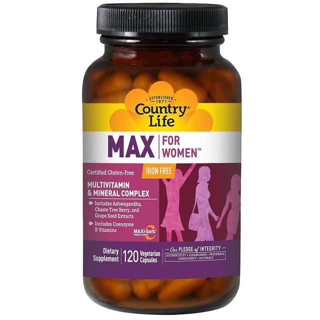 Country Life, Max for Women, Multivitamin & Mineral Complex, Iron Free, 120 Vege on Productcaster.