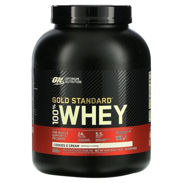 Optimum Nutrition, Gold Standard 100% Soro de Leite, Cookies & Cream, 4,65 lb (2,11 kg) on Productcaster.