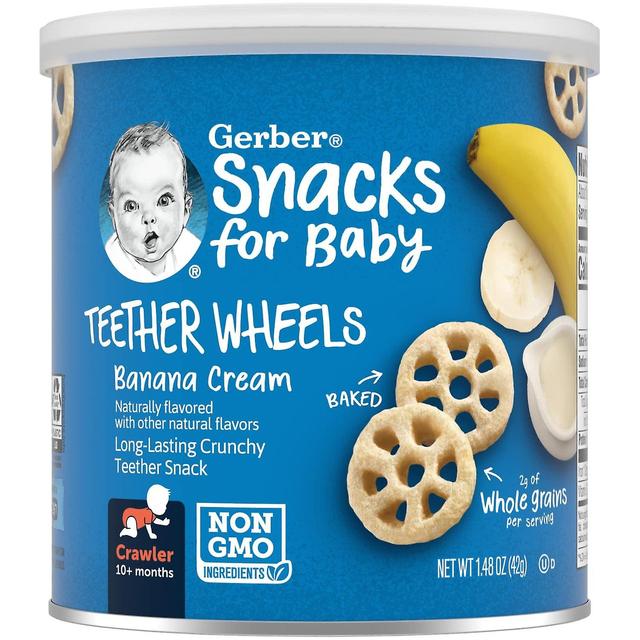 Gerber, Snacks til baby, Tandhjul, 10+ måneder, Banancreme, 42 g on Productcaster.