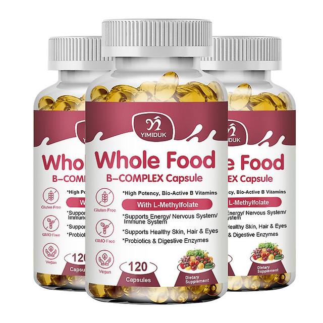 Vorallme B-complex Vitamin Capsules (b12, B1, B2, B3, B5, B6, B7, B9, B-12) Reduce Stress, Nervous System Health & Energy 3 Bottles 120 pcs on Productcaster.