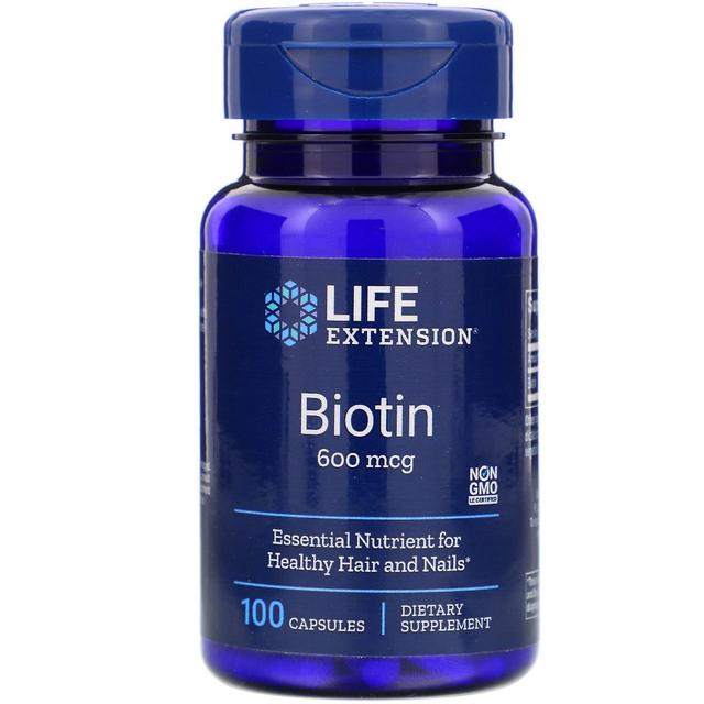 Life Extension Elämän pidentäminen, biotiini, 600 mcg, 100 kapselia on Productcaster.