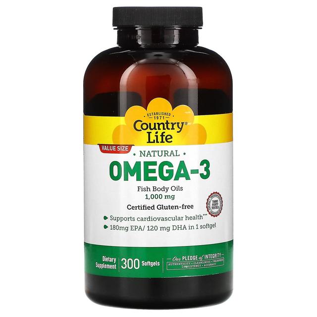 Country Life Landliv, Naturlig Omega-3, 1.000 mg, 300 Softgels on Productcaster.