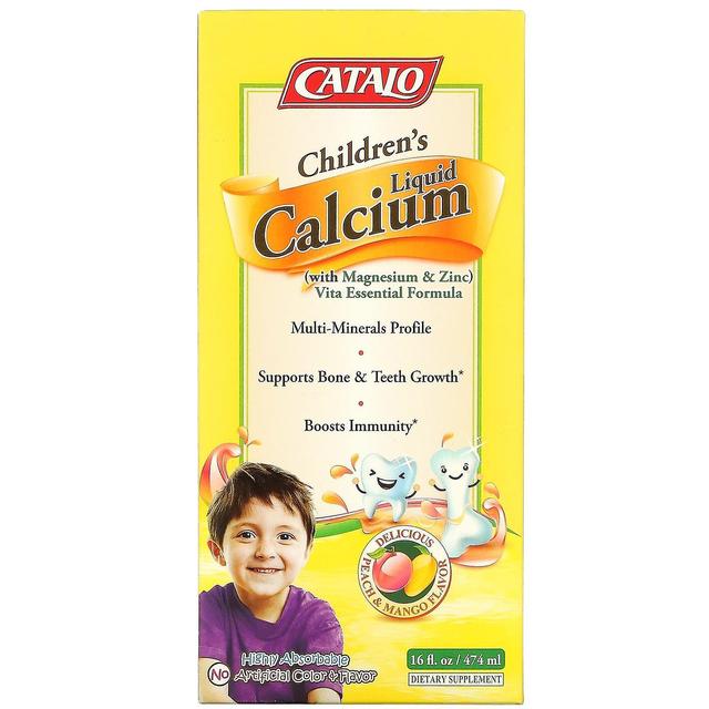 Catalo Naturals, Children's Liquid Calcium with Magnesium & Zinc, Peach and Mango, 16 fl oz (474 ml) on Productcaster.