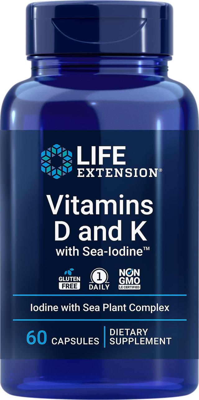 Life Extension Vitamíny D a K na predĺženie života s kapsulami morského jódu 60 on Productcaster.