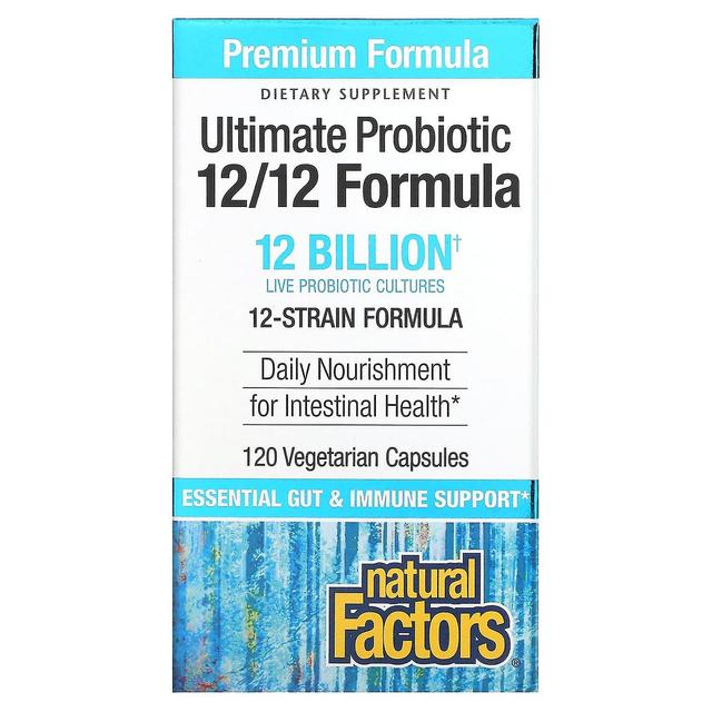 Natural Factors, Ultimate Probiotic, 12/12 Formula, 12 Billion CFU, 120 Vegetarian Capsules on Productcaster.