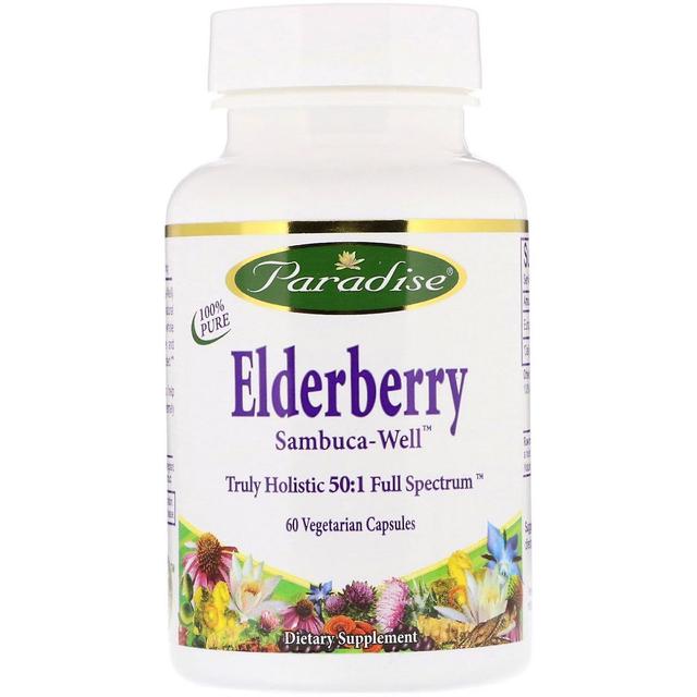 Paradise Herbs, Elderberry, 60 Vegetarian Capsules on Productcaster.