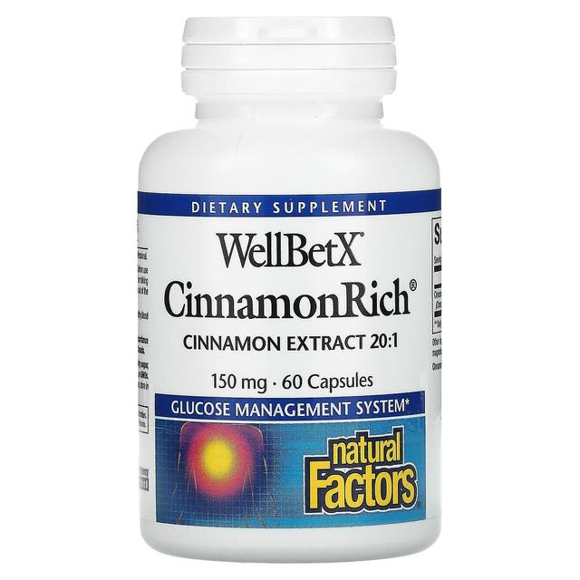 Natural Factors, WellBetX, CinnamonRich, 150 mg, 60 Capsules on Productcaster.