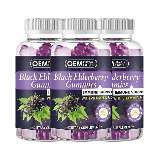 Black Elderberry Healthy Gummies Boost Immunity With Vitamin C And Zinc Supplements 60 Gummies 3PCS on Productcaster.