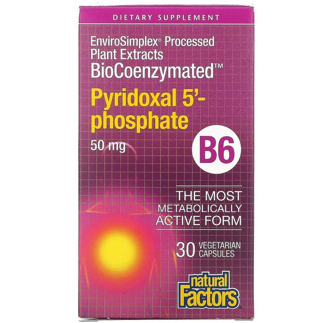 Natural Factors, BioCoenzymated, B6, Pyridoxal 5'-Phosphate, 50 mg, 30 Vegetarian Capsules on Productcaster.