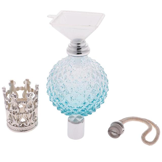 Vintage krystal parfumeflaske spray forstøver genopfyldeligt glas 100ml blå as described on Productcaster.