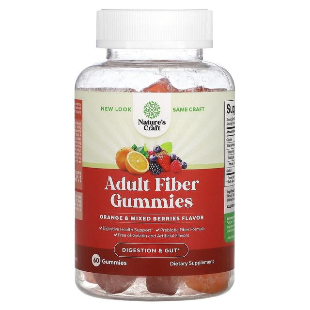 Natures Craft, Voksen fiber Gummies, Orange og blandede bær, 60 Gummies on Productcaster.