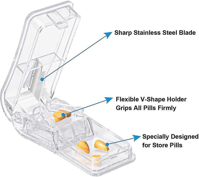 2pcs Pill Cutter, divisor de píldoras profesional para cortar píldoras pequeñas o píldoras grandes en Halftransparent on Productcaster.