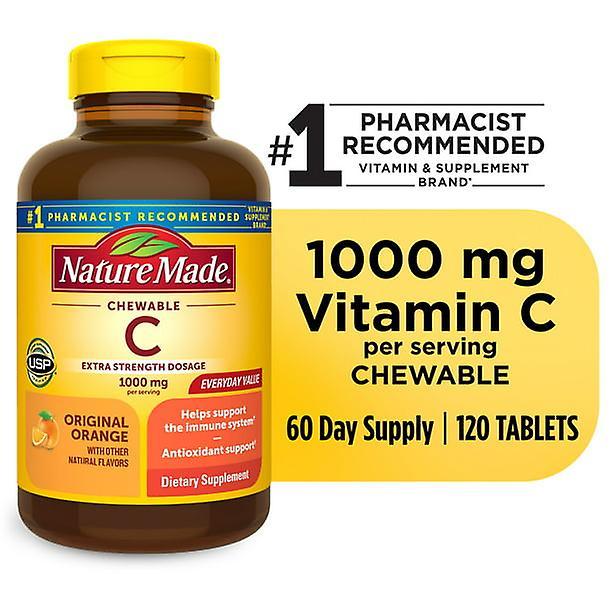 Nature Made Príroda urobila extra silovú dávku žuvacieho vitamínu c 1000 mg na porciu tabliet, 120 počet on Productcaster.