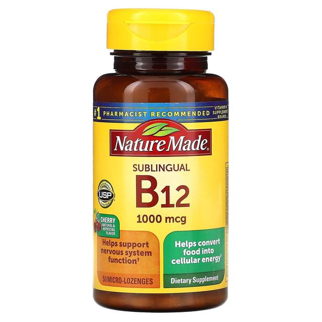 Nature Made, B-12 Sublingual, Kirsche, 1.000 mcg, 50 Mikro-Lutschtabletten on Productcaster.